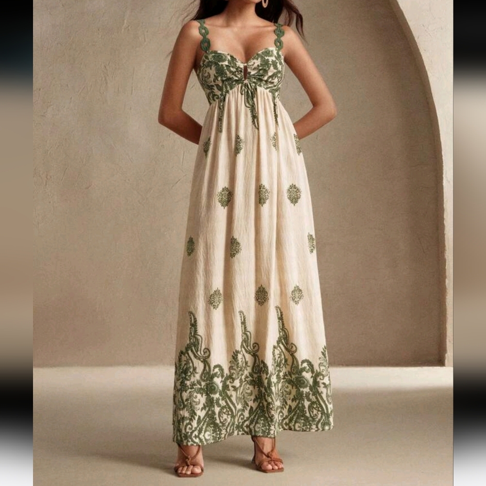 Contrast Floral Print Dress, Sexy Resort Boho Dress For Women - Picture 1 of 4